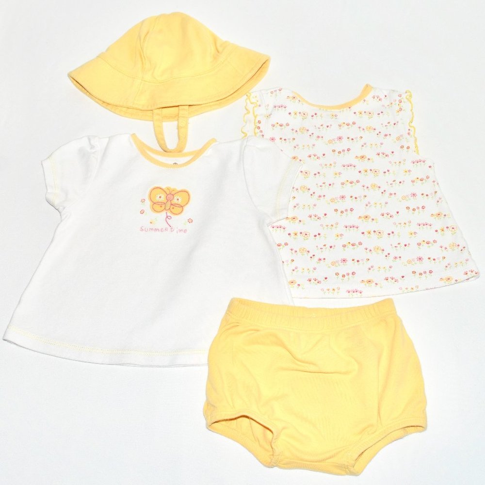 Healthtex Yellow 4 Piece Summertime Butterfly and Flowers Outfit - 6-9 Months